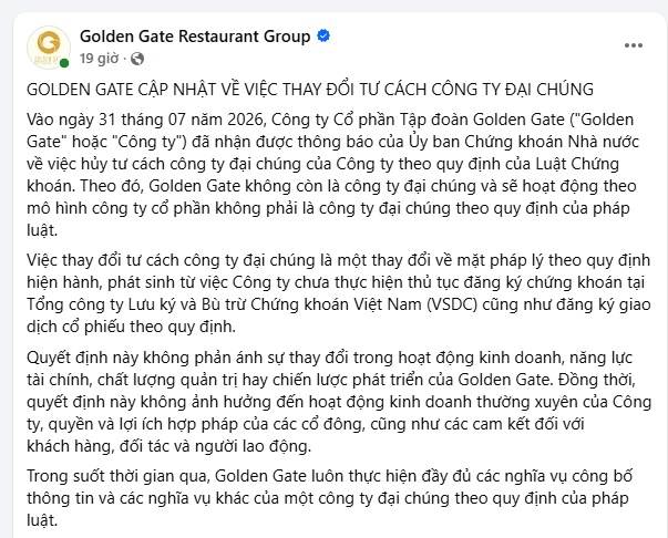 Chủ Golden Gate lần đầu lên tiếng sau thông tin bị hủy tư cách công ty đại chúng