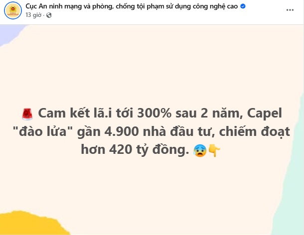 Vẽ dự án đa ngành, hứa lãi 300%: Công ty Capel bị cáo buộc chiếm đoạt hơn 420 tỷ đồng