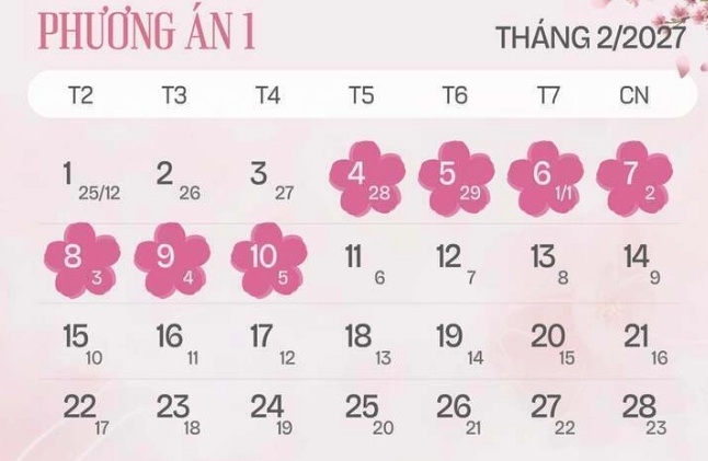 Dự kiến các ngày nghỉ lễ Tết năm 2027