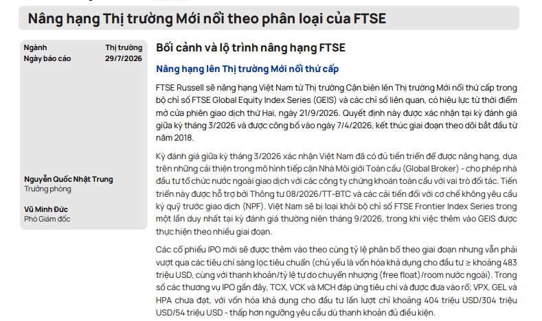 29 cổ phiếu có thể đón dòng vốn tỷ USD sau nâng hạng