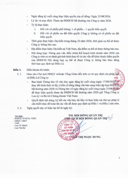 PNJ bất ngờ đổi phương án, triệu tập ĐHCĐ bất thường