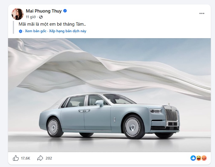 Mai Phương Thúy úp mở siêu xe Rolls-Royce 68 tỷ đồng vào đúng ngày sinh nhật