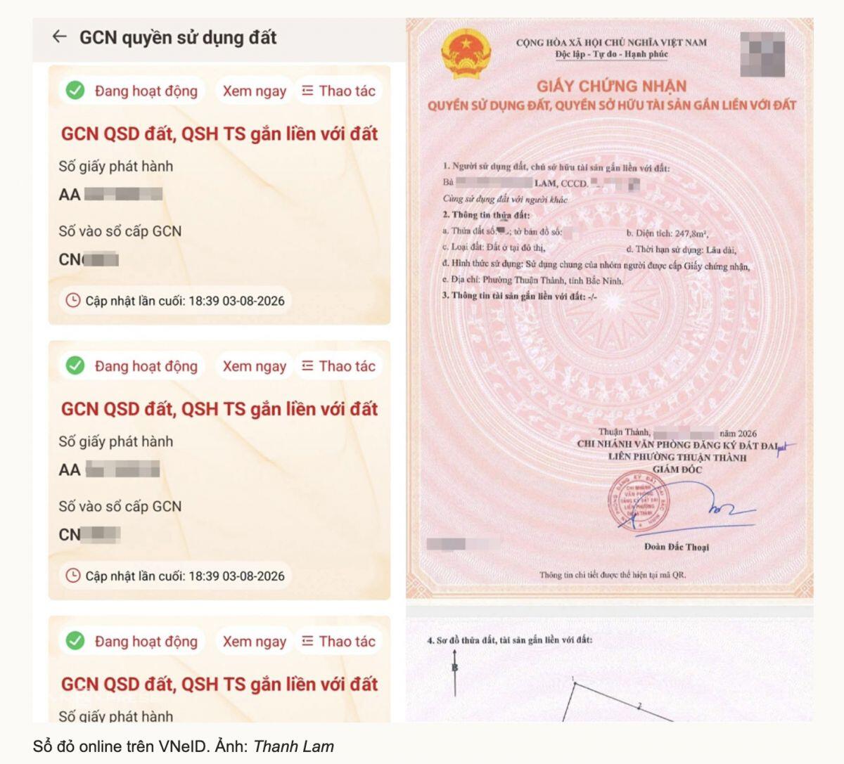 'Sổ đỏ điện tử' đã hiển thị trên VNeID của nhiều người dân