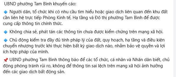 Cảnh báo thông tin rao bán 46 nền đất sau chợ đầu mối Thủ Đức
