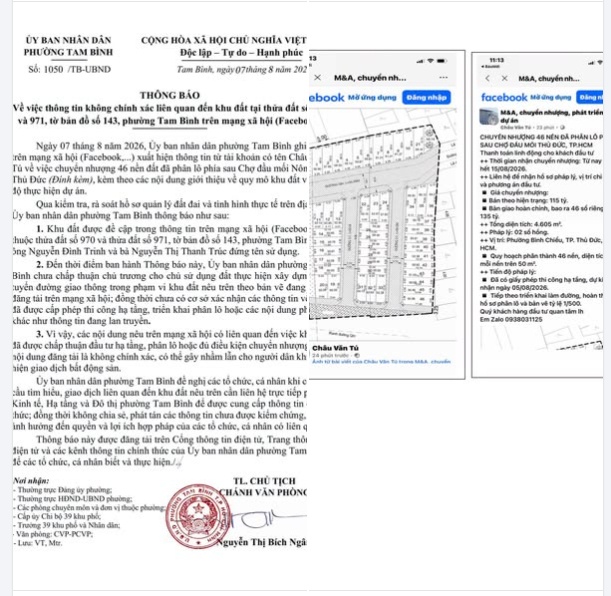 Cảnh báo thông tin rao bán 46 nền đất sau chợ đầu mối Thủ Đức