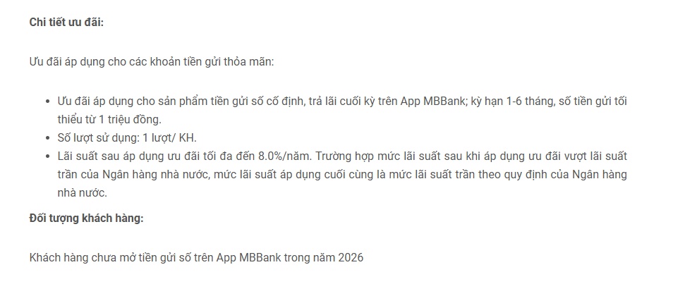 MB tung ưu đãi lãi suất 8%/năm cho khách mới: Ai đang có tiền nhàn rỗi chú ý