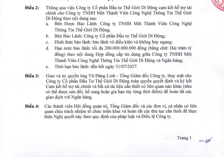 MWG cam kết bảo lãnh tối đa 500 tỷ đồng cho chuỗi An Khang