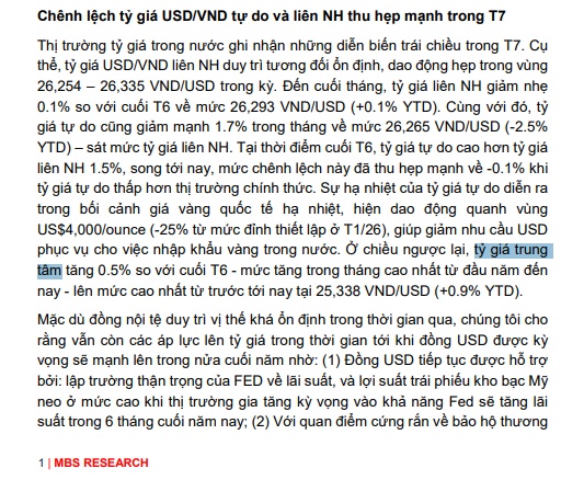 Tỷ giá trung tâm lập mức cao nhất từ trước tới nay, MBS nói gì?