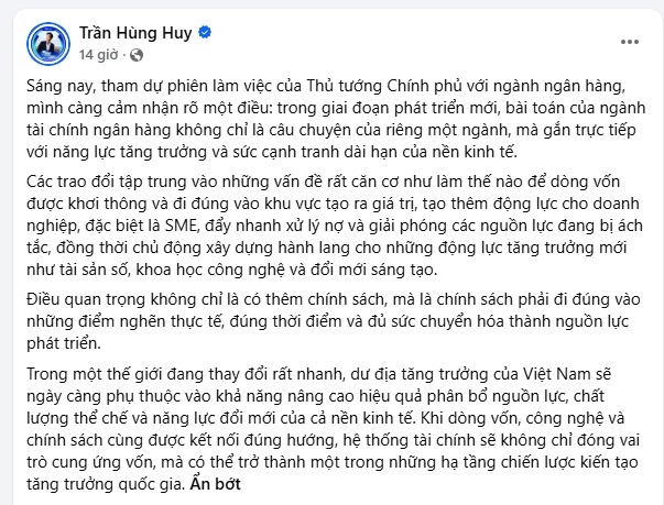 Chủ tịch ACB Trần Hùng Huy nói gì sau cuộc làm việc với Thủ tướng?