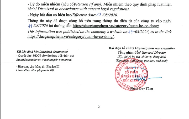 DGC lại có biến: Miễn nhiệm TGĐ Lưu Bách Đạt, bổ nhiệm 2 Phó Tổng mới