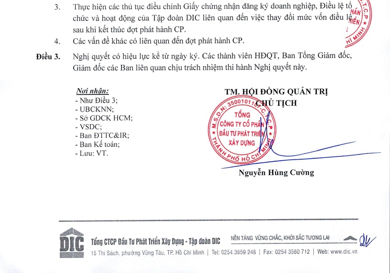 DIC Corp (DIG) chốt quyền phân bổ gần 48 triệu cổ phiếu trả cổ tức