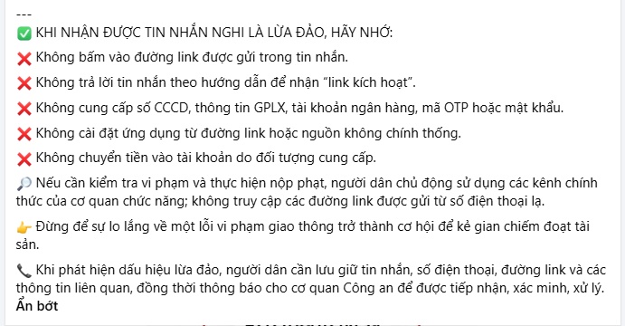 Cảnh giác: Tin nhắn “nộp phạt giao thông” có thể là bẫy lừa đảo!