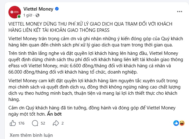 Sau VETC, ePass cũng dừng thu phí dịch vụ ví điện tử