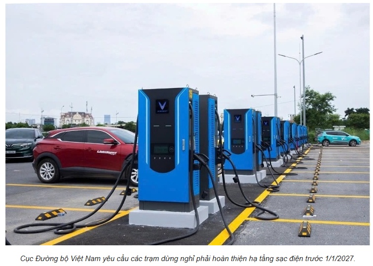 Quy chuẩn mới: Trạm dừng nghỉ phải dành tối thiểu 10% chỗ đỗ cho xe sạc điện