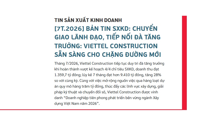 Viettel Construction (CTR) báo lãi 470 tỷ trong 7 tháng