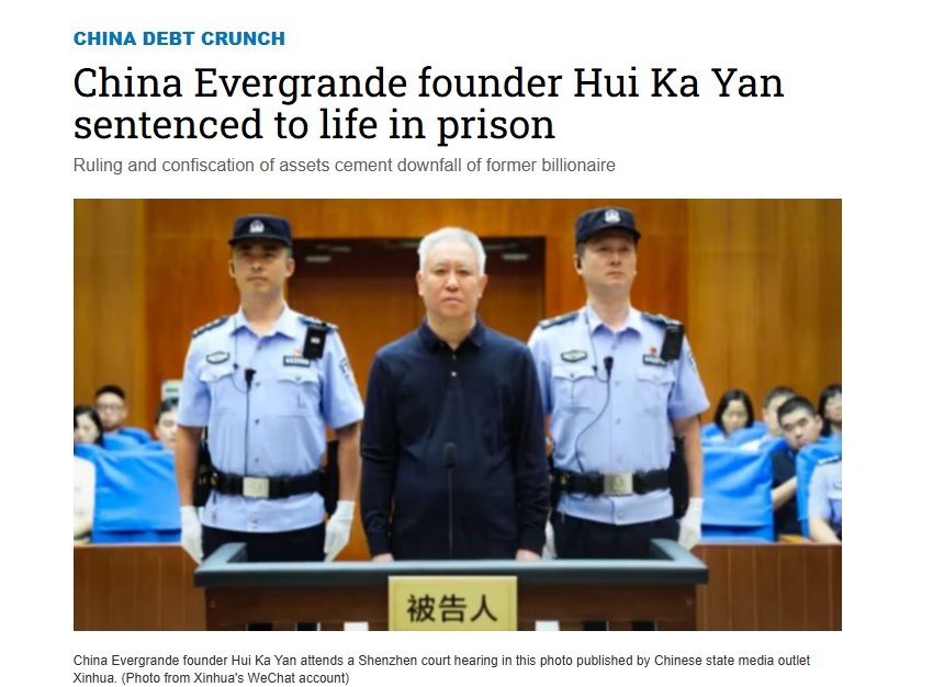 Nhà sáng lập Evergrande bị tuyên án tù chung thân