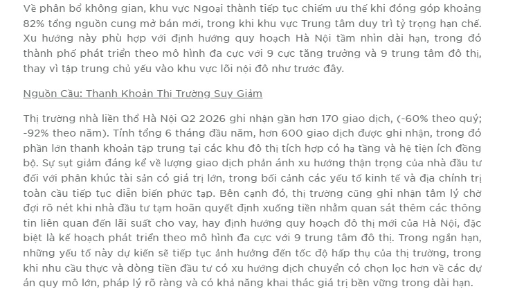 Nhà liền thổ Hà Nội “hạ nhiệt”: Nguồn cung rời trung tâm, thanh khoản giảm mạnh