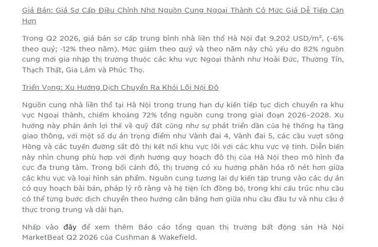 Nhà liền thổ Hà Nội “hạ nhiệt”: Nguồn cung rời trung tâm, thanh khoản giảm mạnh
