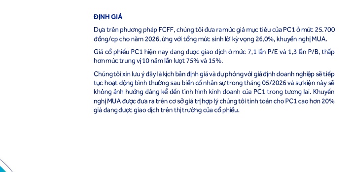 Rủi ro chưa hoàn toàn được loại bỏ sau biến cố pháp lý, ACBS đưa ra loạt dự báo với PC1