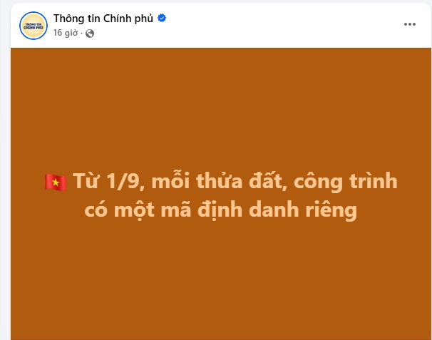 Từ 1/9, mỗi thửa đất, công trình có một mã định danh riêng