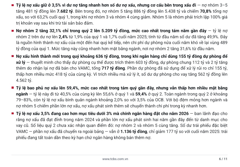 TCBS khuyến nghị 'quan sát thêm, chưa đầu tư' với cổ phiếu OCB