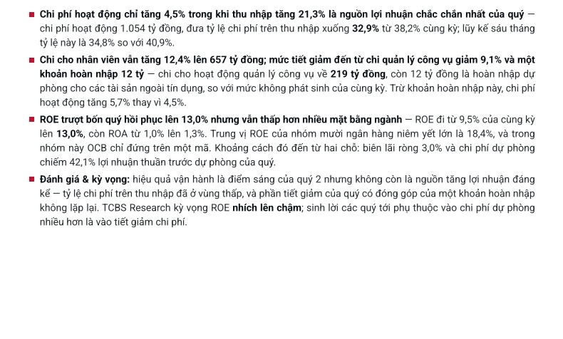 TCBS khuyến nghị 'quan sát thêm, chưa đầu tư' với cổ phiếu OCB