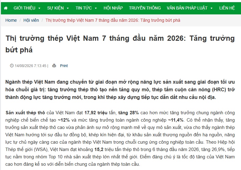Ngành thép đổi trục: HRC tăng 44%, thị trường nội địa chính thức thành “đầu kéo”