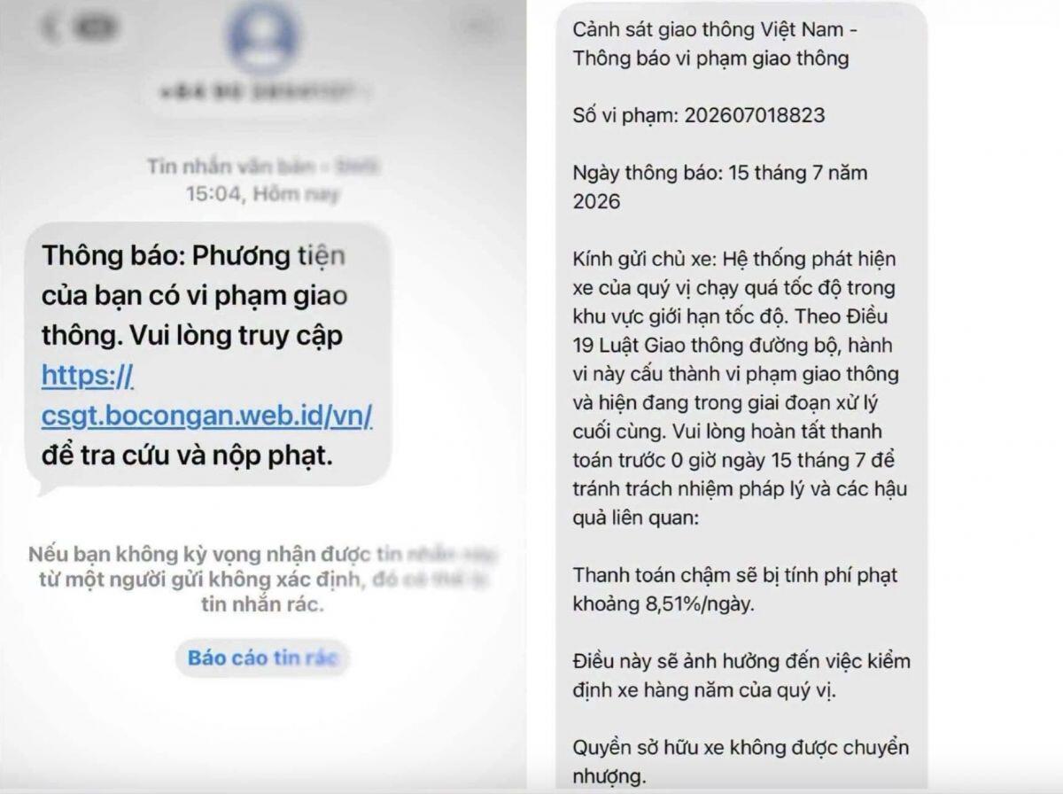 Cảnh báo khẩn: Nhận tin nhắn “phạt nguội” này, tuyệt đối đừng bấm link nếu không muốn mất tiền