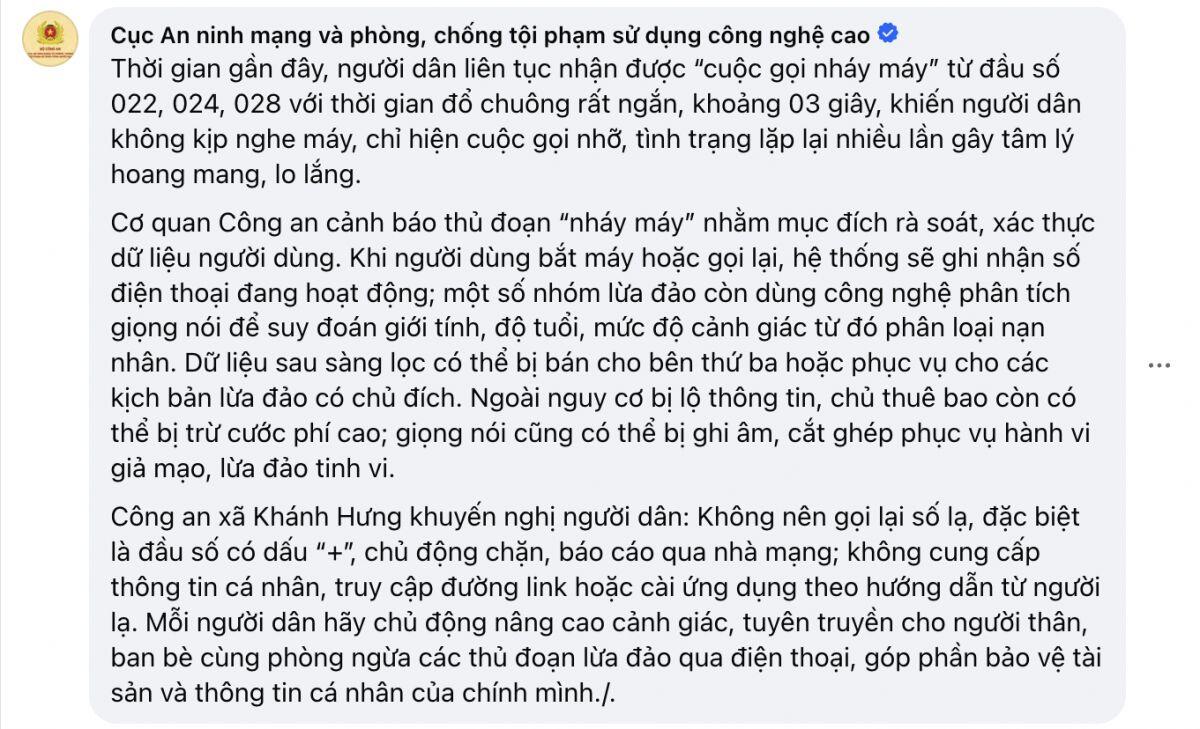 Điện thoại liên tục “nháy máy” 3 giây từ đầu số 022, 024, 028: Công an cảnh báo điều đáng sợ phía sau