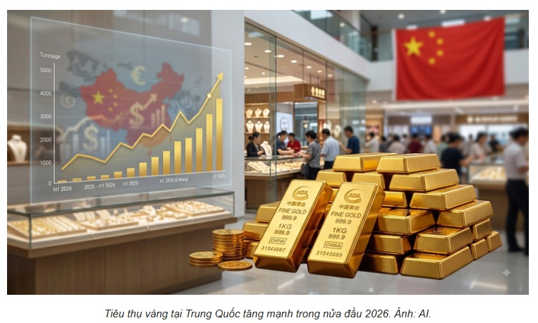 Tiêu thụ vàng tại Trung Quốc tăng vọt