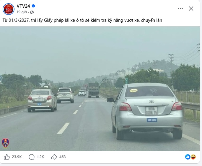 Từ 01/3/2027, thi lấy GPLX ô tô sẽ kiểm tra kỹ năng vượt xe, chuyển làn