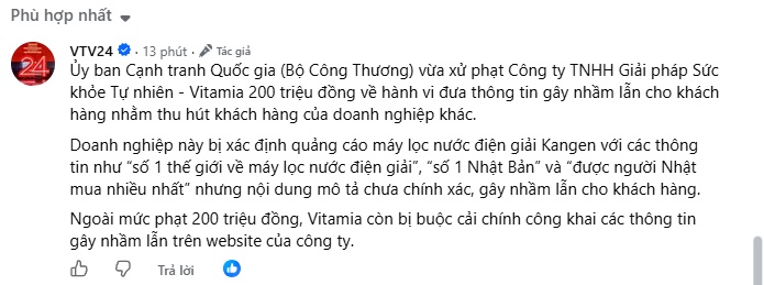 Dùng từ “số 1”, “tốt nhất” để quảng cáo máy lọc nước, doanh nghiệp bị phạt 200 triệu
