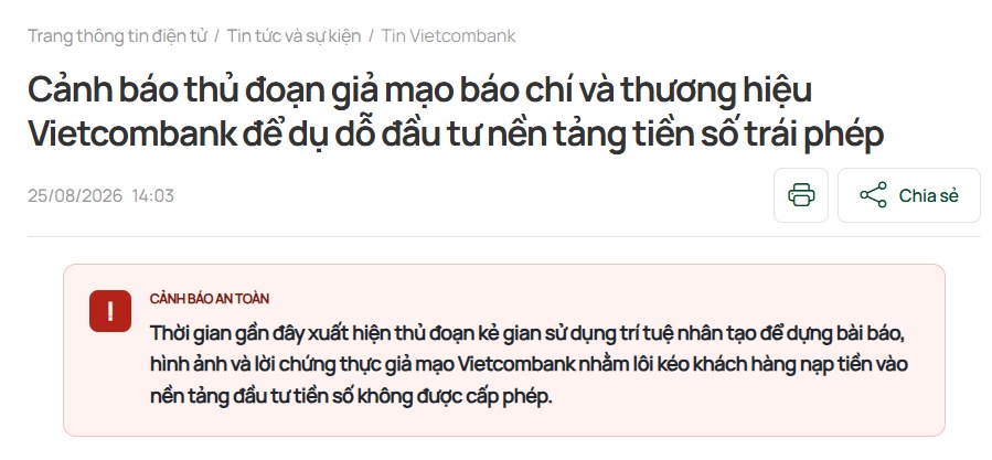 Vietcombank nói gì khi loạt bài viết gắn thương hiệu ngân hàng thời gian gần đây
