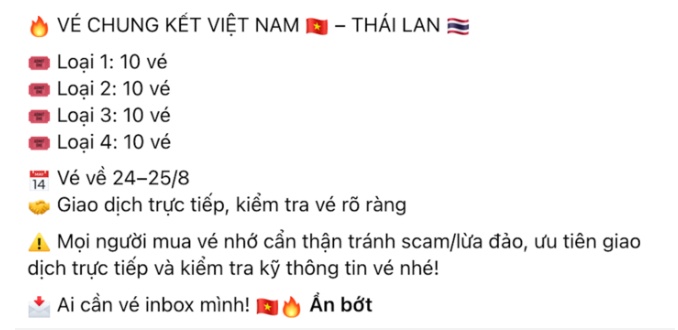 Vé chung kết ASEAN Cup “cháy hàng”, chợ đen hét giá gần 5 triệu đồng