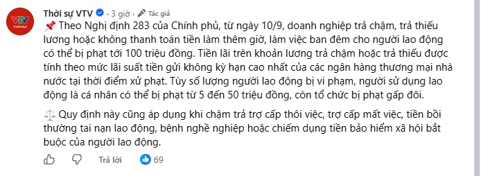 Từ 10/9, doanh nghiệp chậm lương, trả thiếu lương có thể bị phạt tới 100 triệu đồng