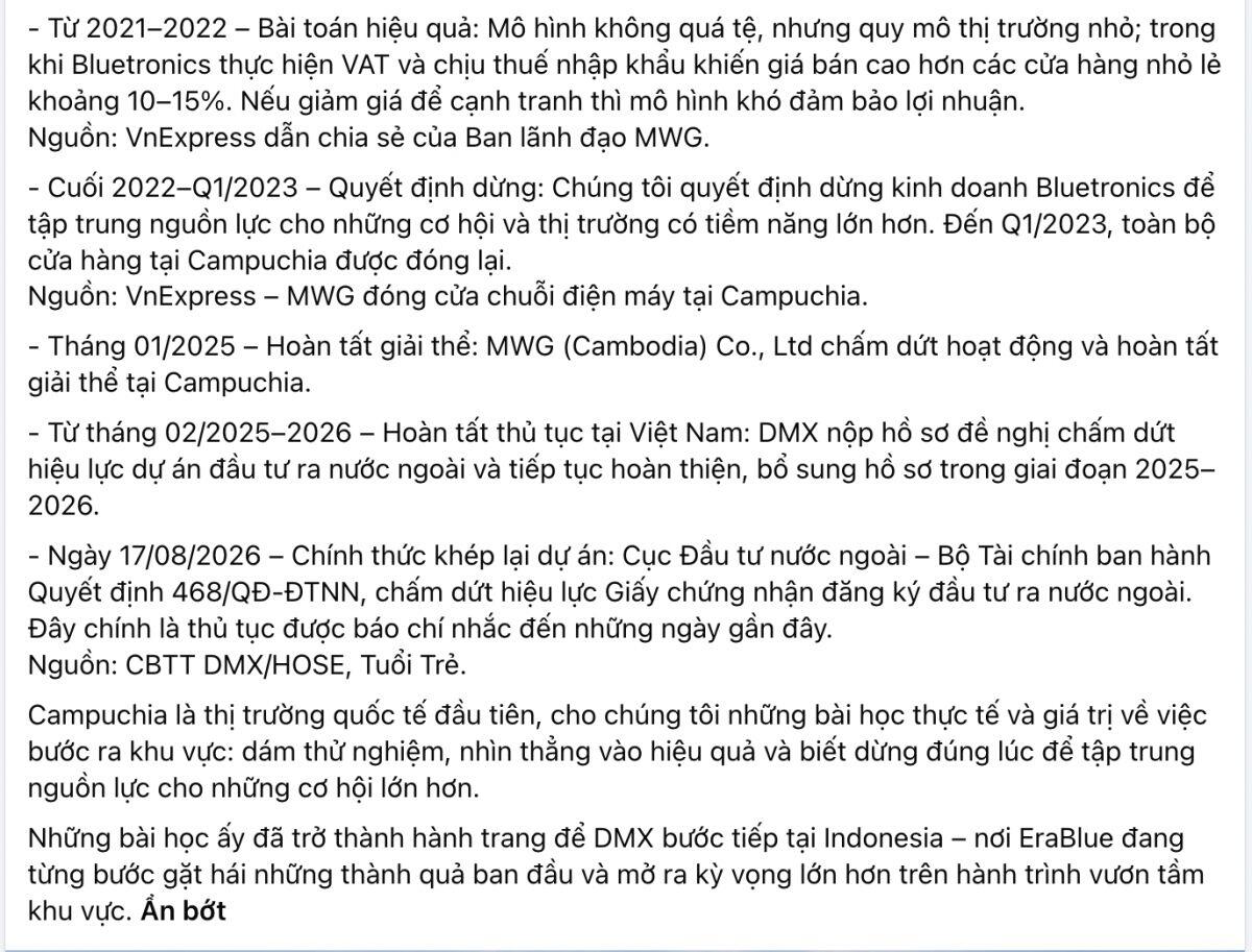 Ông Đoàn Văn Hiểu Em lên tiếng sau thông tin Điện Máy Xanh rời Campuchia
