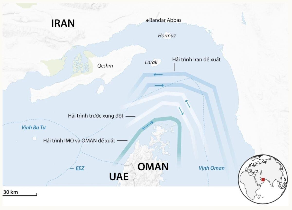 Hai siêu tàu chở dầu bị tấn công ở eo biển Hormuz