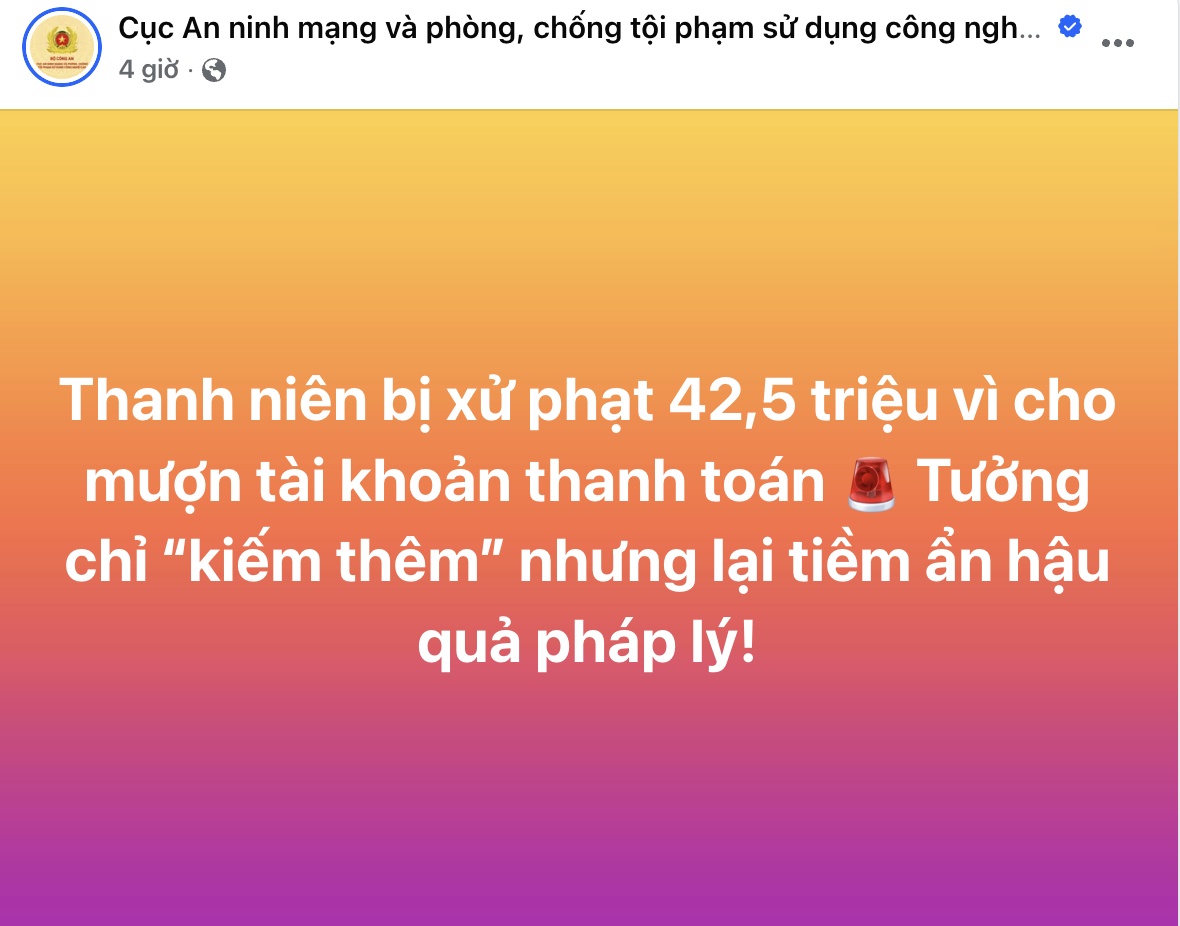 Công an cảnh báo nóng: Cho mượn tài khoản ngân hàng, chính chủ có thể “dính đòn”