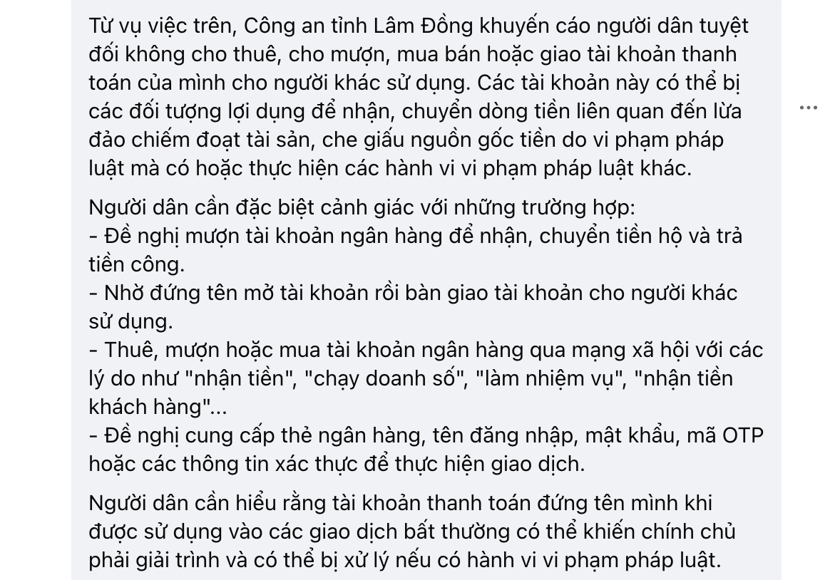 Công an cảnh báo nóng: Cho mượn tài khoản ngân hàng, chính chủ có thể “dính đòn”