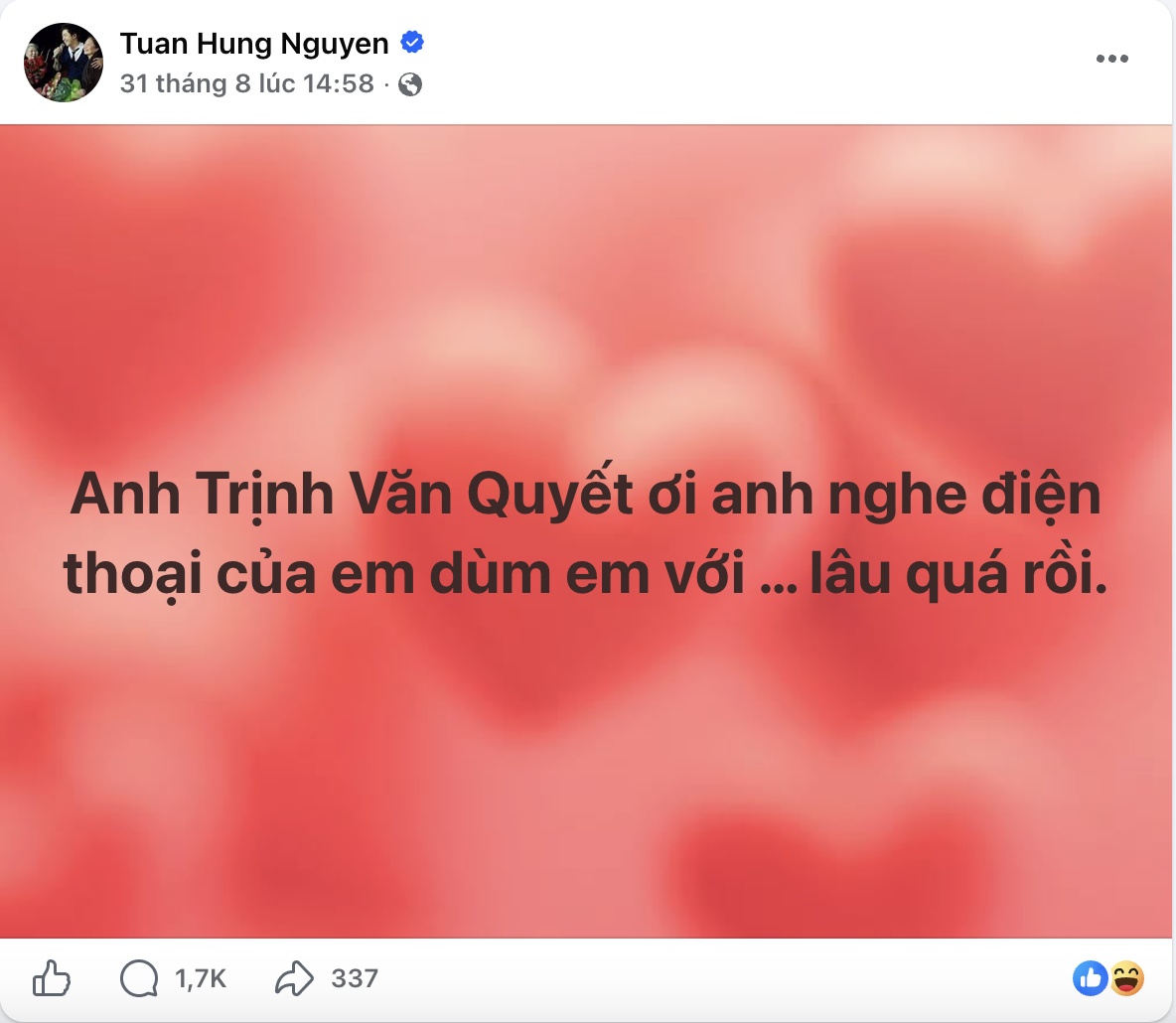 Vì sao Tuấn Hưng bất ngờ gọi tên ông Trịnh Văn Quyết?