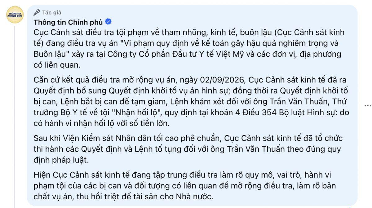 Nóng: Bắt tạm giam Thứ trưởng Bộ Y tế Trần Văn Thuấn