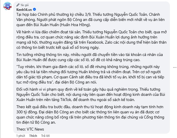 Bộ Công an: Huấn Hoa Hồng tung tin 'biết trước kết quả xổ số' để chiếm đoạt tiền