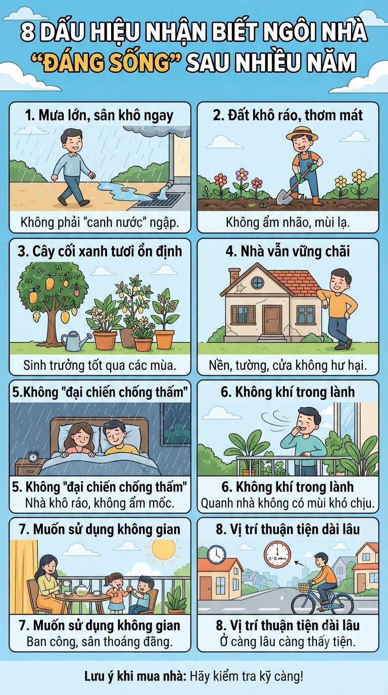 Mua nhà đừng chỉ xem hướng: 8 dấu hiệu âm thầm tiết lộ chất lượng mảnh đất