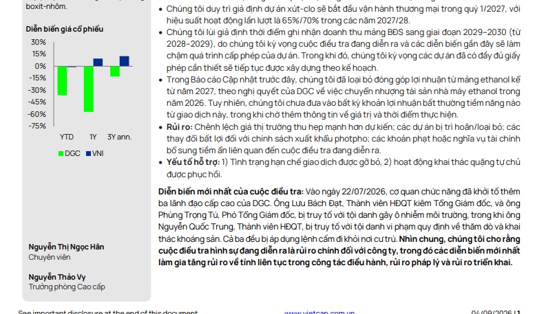 DGC đối mặt năm 2026 đầy thách thức: Lợi nhuận có thể “bốc hơi” 47%