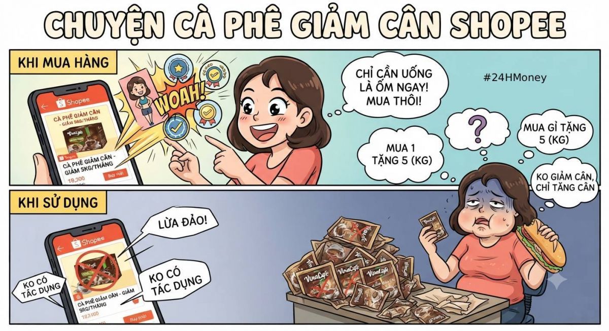 Cà phê giảm cân bán trên Shopee bị nghi quảng cáo quá công dụng