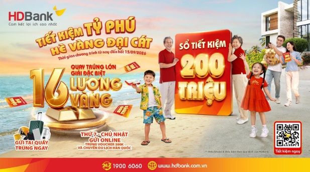 Đếm ngược đến 15/9: 26 lượng vàng SJC chờ chủ nhân gửi tiết kiệm tại HDBank
