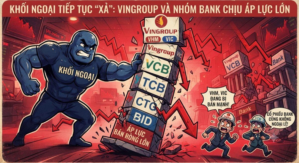 Khối ngoại tiếp tục “xả”: Vingroup và nhóm Bank chịu áp lực lớn