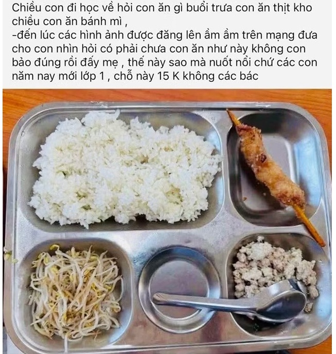 Suất ăn 40.000 đồng bị chê “lèo tèo”, học sinh lại phải chờ đến hơn 12h mới được ăn