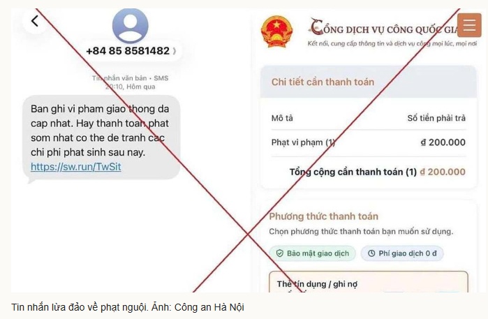 Chiêu lừa 'giảm 50% nếu nộp sớm phạt nguội' nhằm chiếm tài khoản ngân hàng