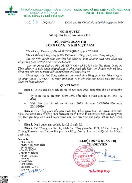 Hơn 6.000 tỷ đồng sắp về túi cổ đông PV GAS: Ngày 9/9 bắt đầu “chia tiền”